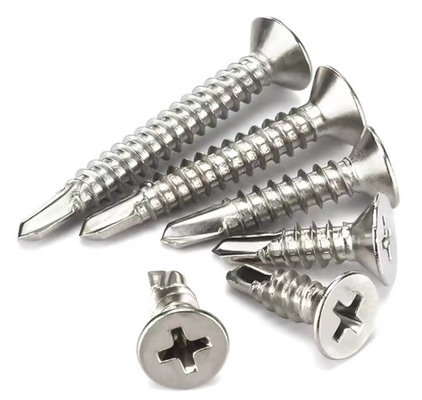 فولاد کربن گالوانیزه پیچ خود را در حال ضربه زدن سر مسطح سوراخ دم Countersunk Cross M4.2